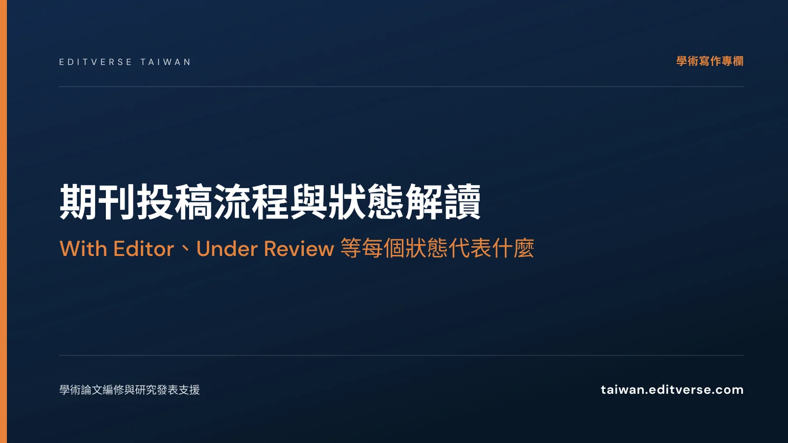 期刊投稿流程與狀態解讀：With Editor、Under Review 等每個狀態代表什麼 — Editverse 臺灣
