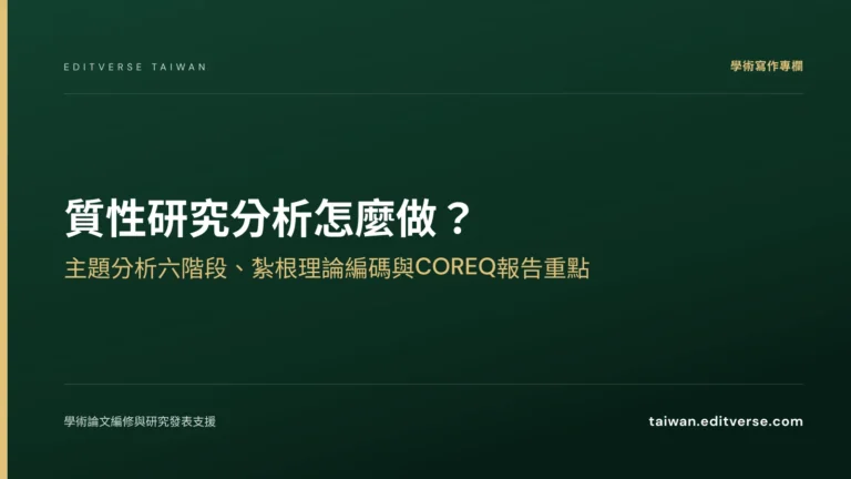 質性研究分析怎麼做？主題分析六階段、紮根理論編碼與COREQ報告重點 — Editverse 臺灣